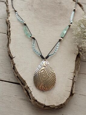 Silpada Teardrop Pendant Necklace with Aqua Beading 18” with extender N2101